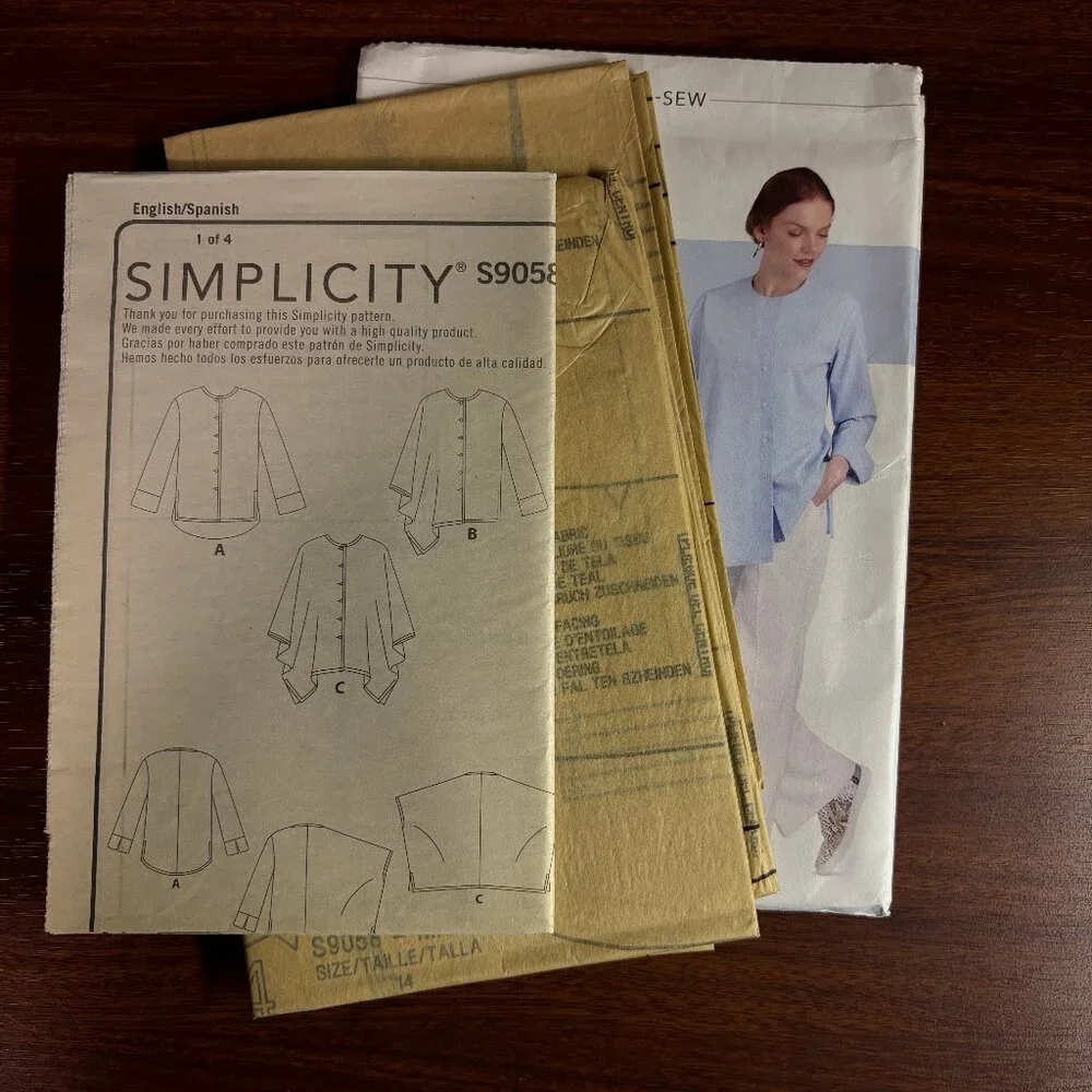 Simplicity Pattern S9058 for Misses' Shirt with Asymmetrical Drape Variations